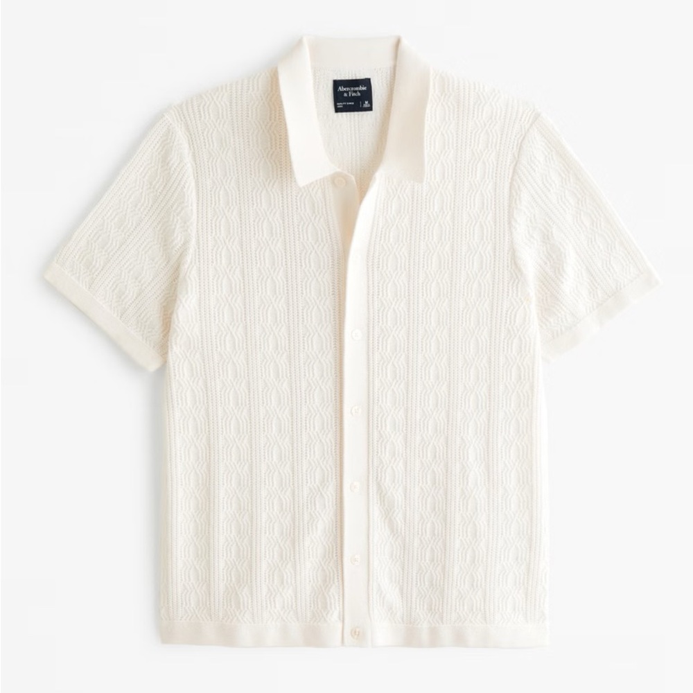 Abercrombie Stitch Button-Through Sweater Polo - Sz M